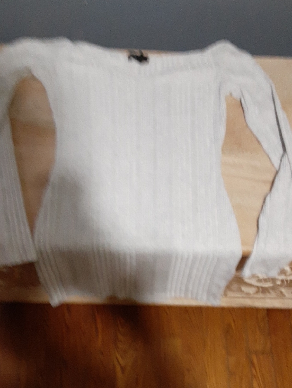 Women's Light Gray Ribbed Knit Sweater Dress